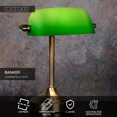 Lucide BANKER - Schreibtischlampe - 1xE14 - Bronzefarbe